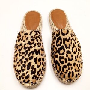 🆕{Gap}Leopard Calf-Hair Espadrille Mules